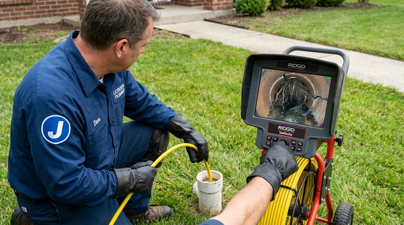 Sewer camera inspection being performed by Johns Plumbing LLC in Moro
