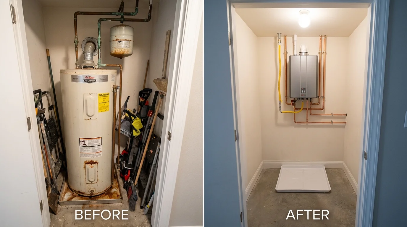 Tank water heater versus wall-mounted tankless unit comparison for Moro, OR homeowners